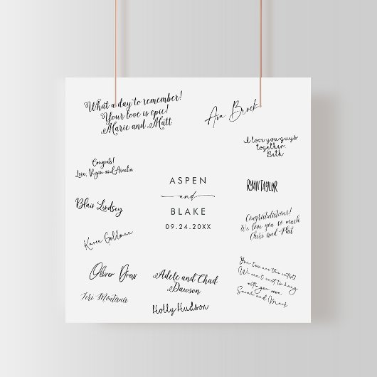 Modernes Script Wedding Guest Signing Poster