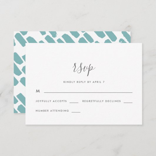 Modernes Script Wedding Rsvp in Blue (Vorne/Hinten)