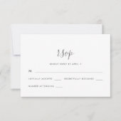 Modernes Script Wedding Rsvp in Blue Karte (Vorderseite)