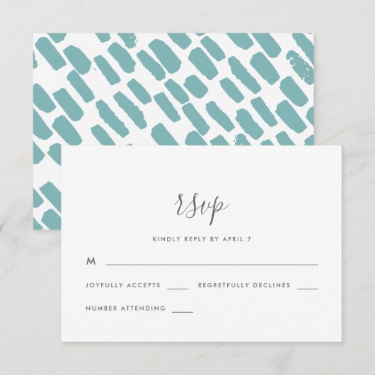 Modernes Script Wedding Rsvp in Blue Karte (Vorne/Hinten)
