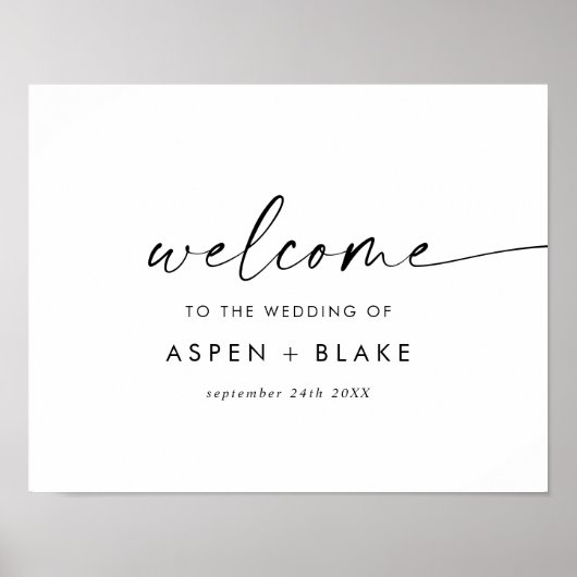 Modernes Script Wedding Welcome Poster (Vorne)