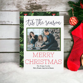 Modernes Script Weihnachts-Foto Jahr der Überprüfu Feiertagskarte