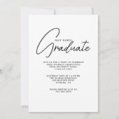 Modernes Script White Foto Abschluss Einladung (Rückseite)