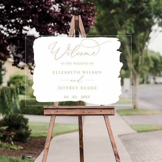 Modernes Script White Gold Wedding Willkommenszeic Acrylschild