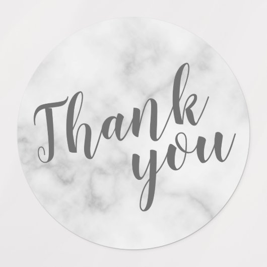 Modernes Script White Marble Wedding Vielen Dank Etiketten (Design 2)