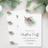 Modernes Script Winter Berries Pine Christmas Part Einladung