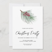 Modernes Script Winter Berries Pine Christmas Part Einladung (Vorderseite)
