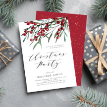 Modernes Script Winter Berries Weihnachts-Party