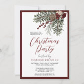 Modernes Script Winter Berries Weihnachts-Party Einladung (Vorderseite)