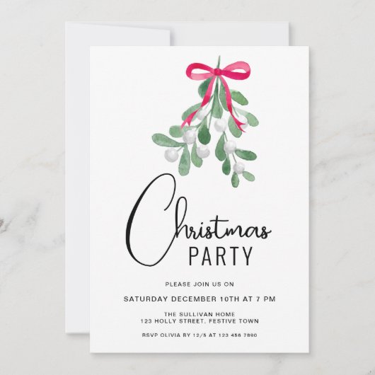 Modernes Script Winter Berries Weihnachts-Party Einladung (Vorderseite)