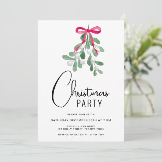 Modernes Script Winter Berries Weihnachts-Party Einladung (Stehend Vorderseite)