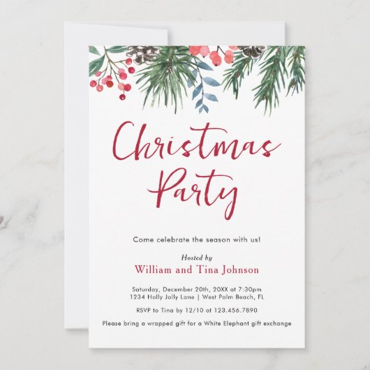 Modernes Script Winter Holys Weihnachtsgebirge Par Einladung (Vorderseite)