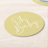 Modernes Script Yellow Oh Baby Simple Baby Dusche Runder Pappuntersetzer (Angewinkelt)