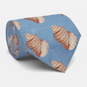 Modernes Sea Blue Seashell Neck Tie Krawatte (Gerollt)
