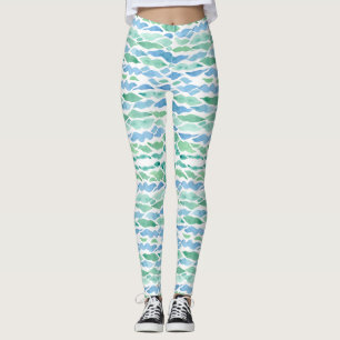 Modernes Sea Glass Beach Wave Muster Wasserfarbe K Leggings