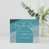 Modernes Sea Glass Ocean Peacock Aquamarine Hochze (Stehend Vorderseite)