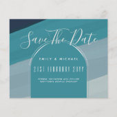 Modernes Sea Glass Ocean Peacock Aquamarine Hochze (Vorderseite)