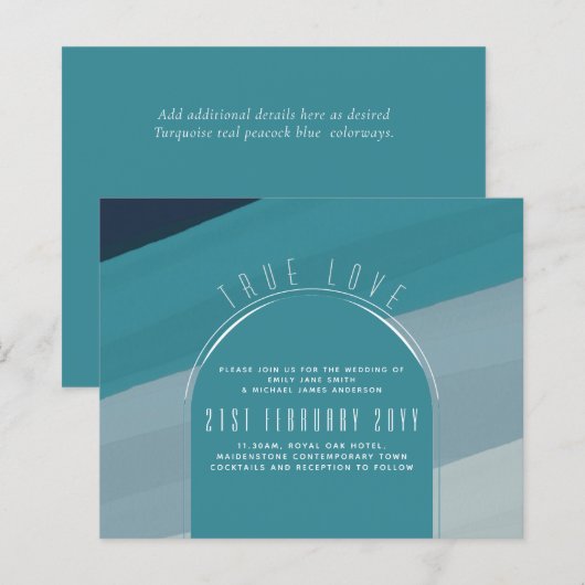 Modernes Sea Glass Ocean Peacock Aquamarine Hochze (Vorne/Hinten)