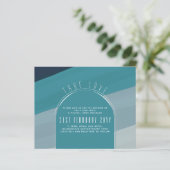 Modernes Sea Glass Ocean Peacock Aquamarine Hochze (Stehend Vorderseite)