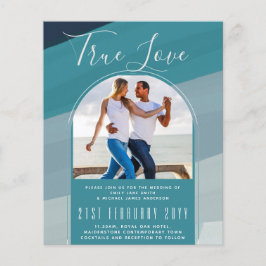 Modernes Sea Glass Ocean Peacock Aquamarine Hochze Flyer