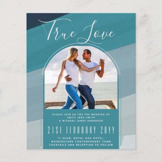 Modernes Sea Glass Ocean Peacock Aquamarine Hochze Flyer (Vorne)