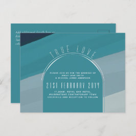 Modernes Sea Glass Ocean Peacock Aquamarine Hochze Postkarte