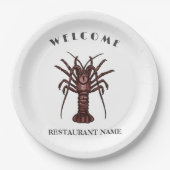 Modernes Seafeufel-Begrüßungslogo Lobster Restaura Pappteller (Vorderseite)