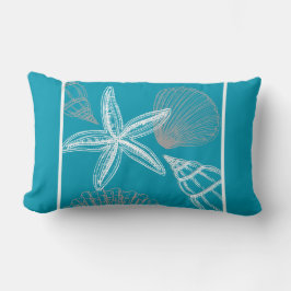 Modernes Seashell Beach House Aqua Blue Starfish Lendenkissen
