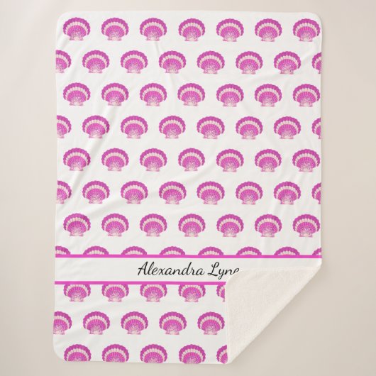 Modernes Seashell Pink Muschel Beach Pattern Sherpadecke (Vorderseite)