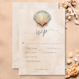 Modernes Seashell Sand Hochzeitsfest an der Küste RSVP Karte