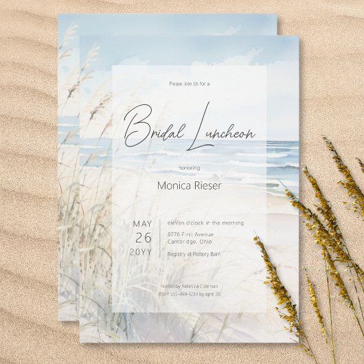 Modernes Seaside Watercolor Beach Bridal Luncheon Einladung