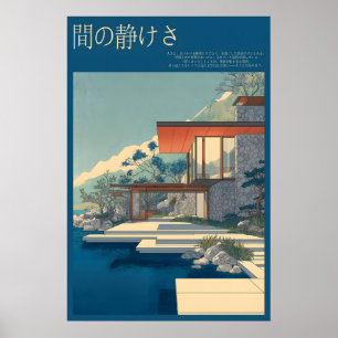 Modernes Seehaus Poster Steinwände, Wasser