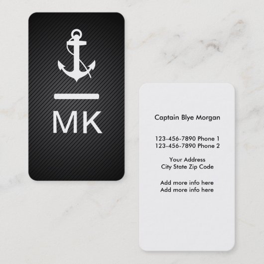 Modernes Seemonogramm Visitenkarte (Vorne/Hinten)