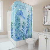 Modernes Seepferd Geometric Muster Beach Ocean Duschvorhang (Beispiel)
