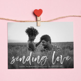 Modernes Senden von Liebe Script Foto Valentinstag Feiertagskarte