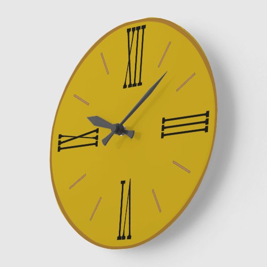 Modernes Senfgelb mit Goldene Trimm Große Wanduhr (Winkel)