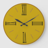 Modernes Senfgelb mit Goldene Trimm Große Wanduhr (Vorderseite)