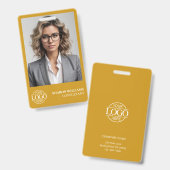 Modernes Senfgelb Mitarbeiter Foto Firmenlogo Ausweis (Vorder- & Rückseite)