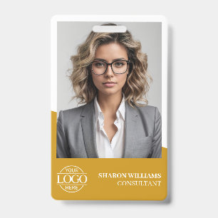 Modernes Senfgelbes Mitarbeiterfoto Firmenlogo Ausweis