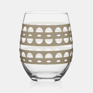 Modernes Sepia Shapes Pattern Trinkbehälter Set Weinglas Ohne Stiel