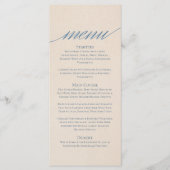 Modernes SerienWedding Menu in Dusty Blue Menükarte (Vorderseite)