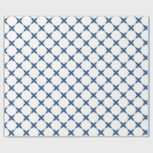 Modernes Shabby Chic-Kreuz-Muster-Marine-Blau-Weiß Geschenkpapier (Flach)