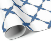 Modernes Shabby Chic-Kreuz-Muster-Marine-Blau-Weiß Geschenkpapier (Rolleneckpunkt)