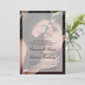 Modernes Sheer Overlay Foto Spanische Hochzeit Einladung (Stehend Vorderseite)