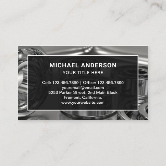 Modernes Shiny Steel Ball Lager Hardware Store Visitenkarte (Rückseite)