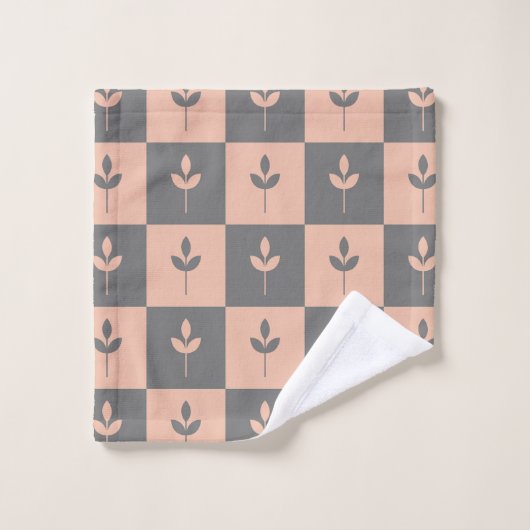 Modernes, sich wiederholendes Blattmuster rosa und Badhandtuch Set (Waschlappen)