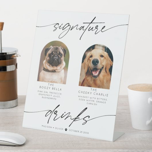 Modernes Signature Drinks Haustiere Foto Sockelschild (In Situ)