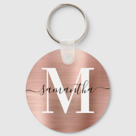 Modernes Signature Monogram Rose Gold Foil Foto Schlüsselanhänger