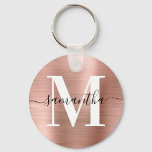 Modernes Signature Monogram Rose Gold Foil Foto Schlüsselanhänger