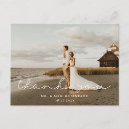 Modernes Signature Script Hochzeit Foto Vielen Dan Postkarte
